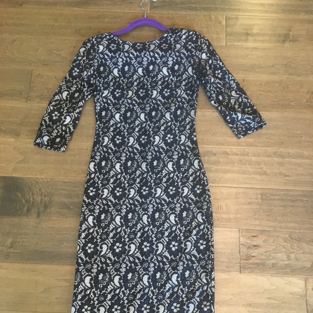 Black Lace & Silver Pencil Dress